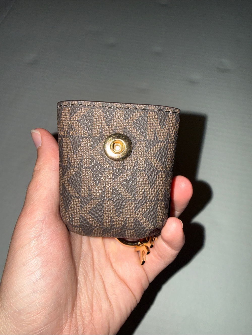 Michael Kors Pink & Brown MK Logo Key Holder Pouch with Gold Hardware - Picture 2 of 4